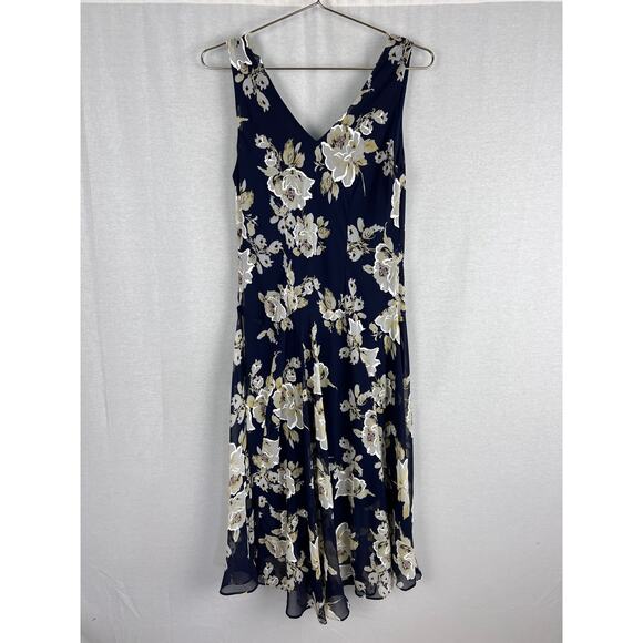 Signature by Robbie Bee Dress Fit and Flare Bias Cut Floral Midi Elegant Coastal - Picture 4 of 6